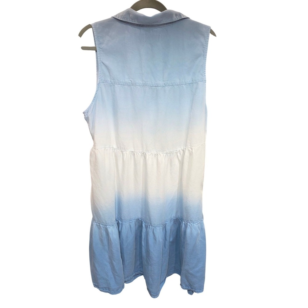 Mud Pie Blue Ombre Tiered Sleeveless Lyocell Shirt Dress Womens Large L - Picture 3 of 6